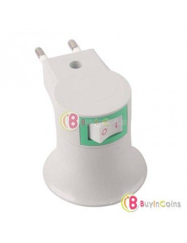10 X E27 LED Light Male socket to EU Type Plug Adapter Converter W/ ON OFF Button
